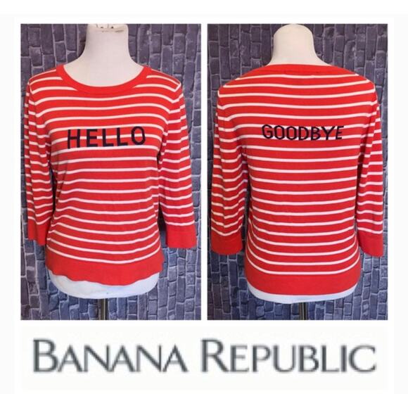 Banana Republic red striped hello goodbye sweater medium - Picture 1 of 5